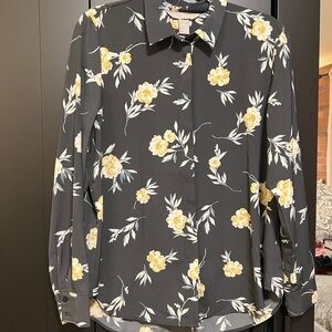 H&M Black Shirt with Yellow Floral Design
